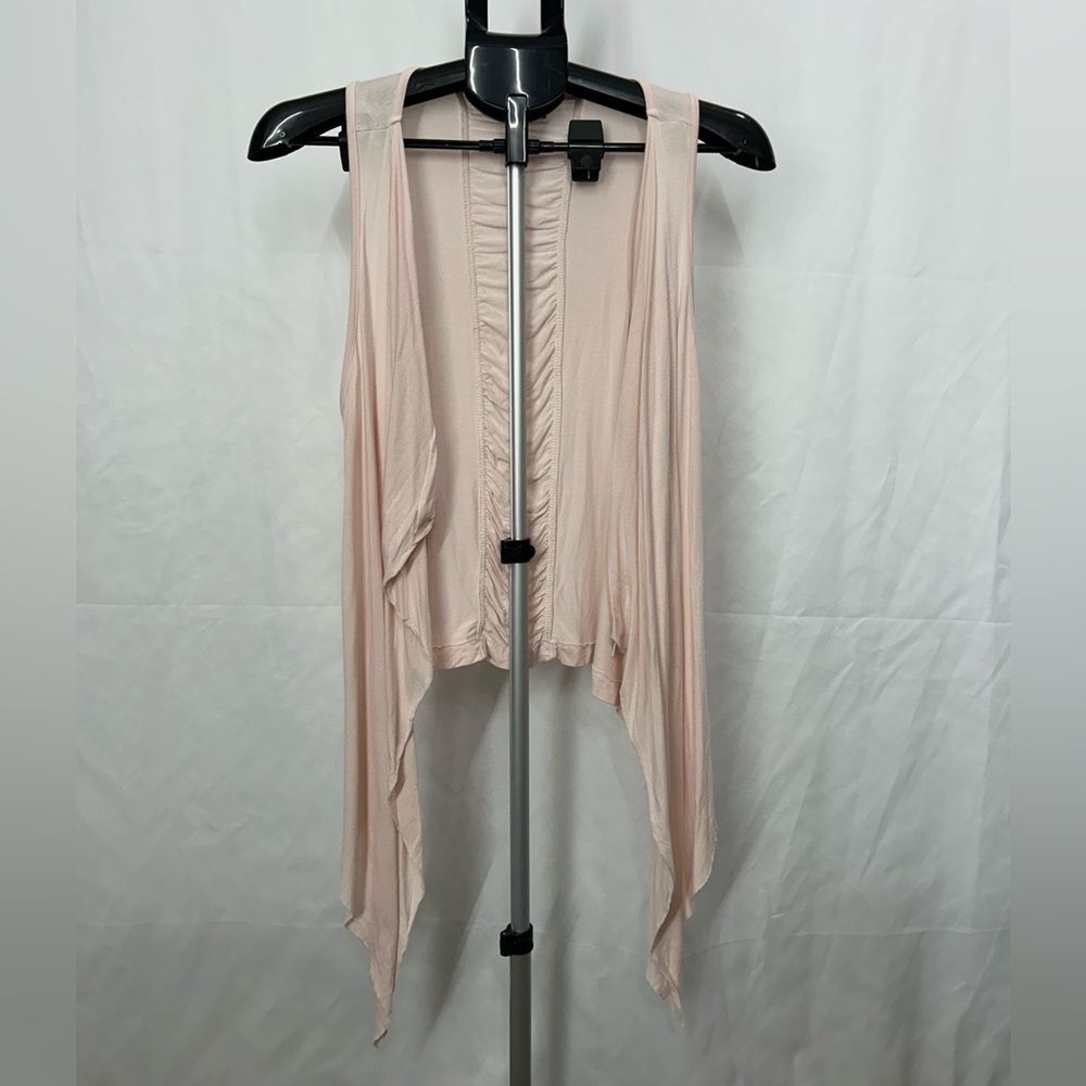 XCVI Pink Sleeveless Cardigan Shawl Long Front Cinched Down Back Detail